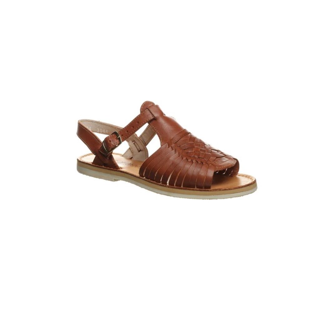 BEAR PAW Womens Brown Gloria Round Toe Block Heel Leather Slingback Sandal 9